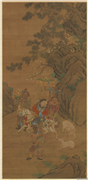 元人画冬景戏婴图　轴,绘画,节令与二十四节气,山水,人物,走兽,树木,花草,器用