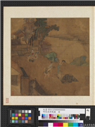 明仇英耕织图　册　扬场,绘画,人物,器用,建筑,山水,树木