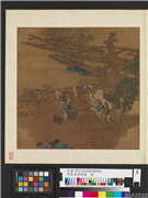 明仇英耕织图　册　推磨,绘画,人物,山水,器用,树木,建筑
