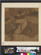 明仇英耕织图　册　进仓,绘画,人物,建筑,山水,树木,走兽,器用