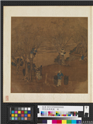 明仇英耕织图　册　采桑,绘画,人物,树木,山水,器用