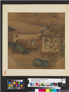 明仇英耕织图　册　络丝,绘画,器用,人物,建筑,山水,树木