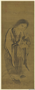 元人画刘海蟾像　轴,绘画,佛道人物,水中动植物