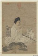 元人画仙女　轴,绘画,佛道人物,花草,走兽,树木,器用,其他