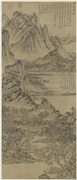元王蒙花溪渔隐　轴,绘画,山水,花草,人物,树木,建筑,船
