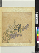 明仇英花鸟　册　紫薇白头翁,绘画,花草,翎毛