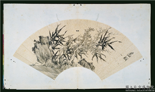 明文徵明画扇　册　竹树,绘画,树木,山水