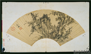 明文徵明画扇　册　树石小景,绘画,树木,山水,花草