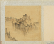明周用画新安十景图　册　始信峯,绘画,山水,树木