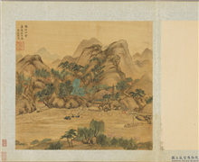 明周用画新安十景图　册　练江十寺,绘画,山水,人物,树木,花草,船,建筑