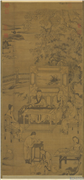 元人画听琴图　轴,绘画,人物,器用,山水,树木,走兽,翎毛,建筑
