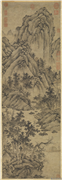 元盛懋山水　轴,绘画,山水,树木,人物,建筑,船