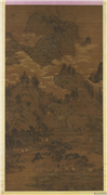 元盛懋溪山清夏图　轴,绘画,山水,人物,树木,花草,建筑,器用