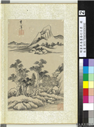 明董其昌画舟行十景　册　江岸望山,绘画,山水,树木,建筑
