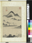 明董其昌画舟行十景　册　夏云在望,绘画,山水,树木,建筑