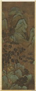元盛懋松壑云泉图　轴,绘画,树木,山水,人物,建筑,器用