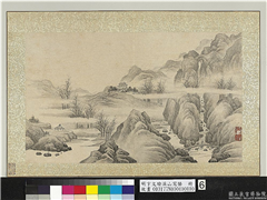 明卞文瑜溪山写胜　册　烟岚山色,绘画,山水,人物,树木,建筑