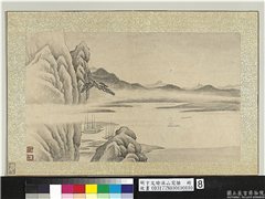 明卞文瑜溪山写胜　册　江天暮桅,绘画,山水,树木,船