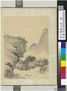 清王翬画山水　册　江上鼓棹,绘画,山水,树木,建筑,船,器用,人物
