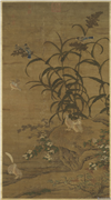 元人嘉谷鸣禽图　轴,绘画,翎毛,五谷,花草