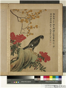 清马元驭画花卉　册　蜡梅八哥,绘画,花草,翎毛