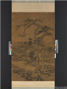 元吴镇双松图　轴,绘画,树木,山水,建筑