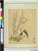 清杨晋画花鸟　册　古木蜂窠,绘画,草虫,翎毛,树木,花草