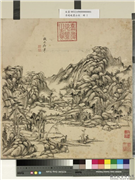 清赵晓画山水　册　溪山烟霭,绘画,山水,建筑,树木