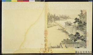 清焦秉贞山水　册　水阁图,绘画,建筑,山水,树木,花草