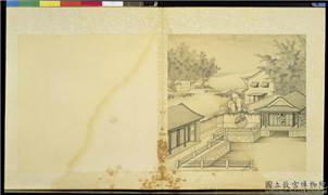 清焦秉贞山水　册　竹院清溪,绘画,建筑,山水,树木,器用