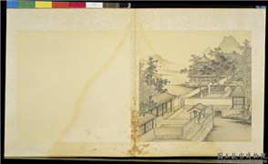 清焦秉贞山水　册　高阁望江,绘画,建筑,树木,花草,山水
