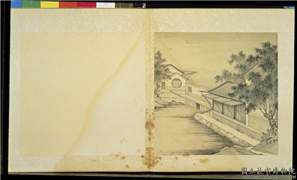 清焦秉贞山水　册　窗阁图,绘画,建筑,树木,花草,山水