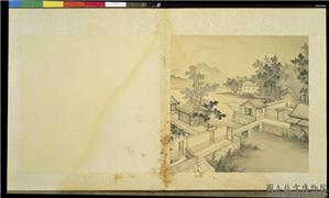 清焦秉贞山水　册　水村图,绘画,建筑,树木,花草,山水