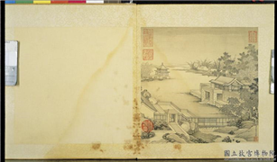 清焦秉贞山水　册　曲院溪桥,绘画,建筑,树木,山水