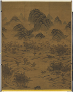 元人秋林瑞霭　轴,绘画,山水,树木,建筑