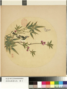 清蒋廷锡画花鸟　册　桃竹画眉,绘画,花草,树木,翎毛,草虫