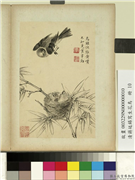清蒋廷锡写生花鸟　册　鸟雏张嘴,绘画,翎毛,树木