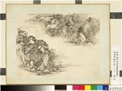清弘旿画山水（二）　册　平湖远眺,绘画,山水,人物,树木,建筑