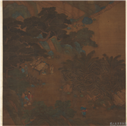 元人成功捷报图　轴,绘画,经史-故事,山水,人物,树木,器用