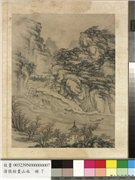 明张经画山水　册　泛舟上流,绘画,山水,建筑,人物,器用,树木,船