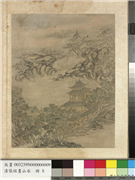 明张经画山水　册　层楼高会,绘画,山水,树木,建筑,人物