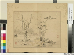 清陈书摹古　册　山水,绘画,山水,树木,建筑