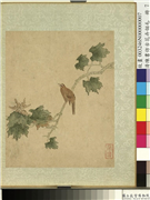 清陈书仿古花卉翎毛　册　梧桐画眉,绘画,树木,翎毛