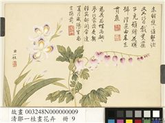 清邹一桂画花卉　册　蝴蝶花鱼儿牡丹,绘画,花草
