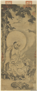 元人画第九拔嘎沽拉尊者　轴,绘画,佛道人物,树木,器用