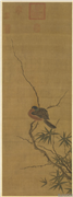 元人疏枝竹鹊　轴,绘画,翎毛,树木,花草
