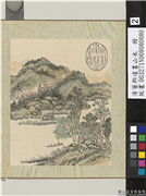 清董邦达画山水　册　春江泛轻舟,绘画,山水,树木,人物,船,建筑,花草