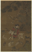 元人九九消寒图　轴,绘画,山水,节令与二十四节气,人物,走兽,树木,花草,翎毛,器用