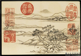 清董邦达绘山水　册　溪彴鱼罾,绘画,山水,器用,树木,建筑