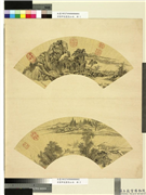 清董邦达画扇山水　册　水车灌田,绘画,山水,人物,树木,花草,五谷,建筑,器用